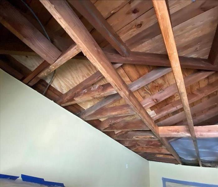  Attic framework with clean dry boards